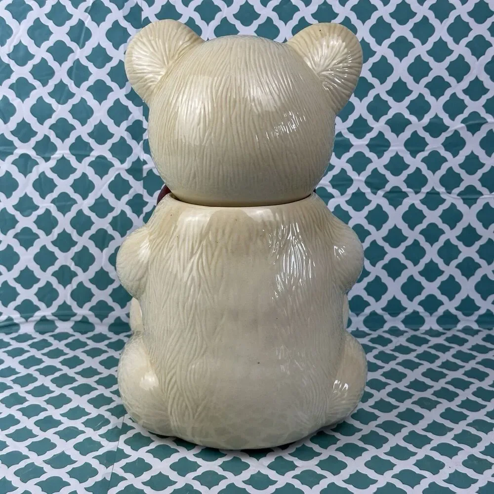 Vintage Metlox Pottery USA Teddy Bear with Ribbon /‎ Bow Cookie Jar